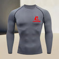 Men's round neck long sleeved, gym workout compression quick drying base shirt, made of high elasticity and breathable fabric